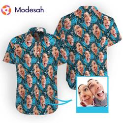 Personalized Photo Hawaiian Shirt, Custom Photo Beach Shirt Gift For Your Girlfriend Boyfriend Gift For Love Gift For Friend Best Valentine Present Holiday Gift