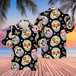 Skull Flower Hawaiian Shirt Gift For Your Girlfriend Boyfriend Gift For Love Gift For Friend Best Valentine Present Holiday Gift