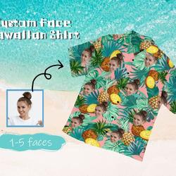 Custom Pineapple Hwaiian Shirt, Personalized Face Shirt Gift For Your Girlfriend Boyfriend Gift For Love Gift For Friend Best Valentine Present Holiday Gift