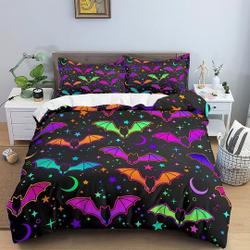 Colorful bats Halloween Bedding Set Gift For Your Girlfriend Boyfriend Gift For Love Gift For Friend Best Valentine Present Holiday Gift