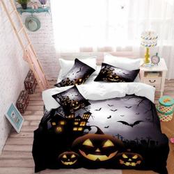 Halloween Night bats Duvet Quilt Set, Pumkin Halloween Quilt Set Gift For Your Girlfriend Boyfriend Gift For Love Gift For Friend Best Valentine Present Holiday Gift