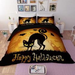 Happy Halloween scary Cat Duvet Bedding Set, Halloween Bedding Set Gift For Your Girlfriend Boyfriend Gift For Love Gift For Friend Best Valentine Present Holiday Gift