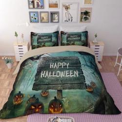 Happy Halloween pumpkin Land Duvet Quilt Set, Halloween Bedding Set Gift For Your Girlfriend Boyfriend Gift For Love Gift For Friend Best Valentine Present Holiday Gift