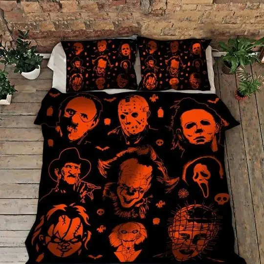 Halloween Horror Movie Murderer Bedding set, Halloween Bedding Set Gift For Your Girlfriend Boyfriend Gift For Love Gift For Friend Best Valentine Present Holiday Gift