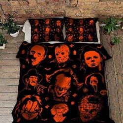 Halloween Horror Movie Murderer Bedding set, Halloween Bedding Set Gift For Your Girlfriend Boyfriend Gift For Love Gift For Friend Best Valentine Present Holiday Gift