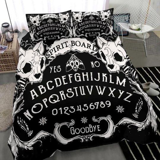 Gothic Bedding Set - Cat Skulls Ouija Board, Goth Bedding, Gothic Home Decor, Halloween Bedding, Witch Bedding, Goth ComforterGift For Your Girlfriend Boyfriend