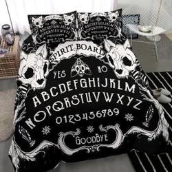 Gothic Bedding Set - Cat Skulls Ouija Board, Goth Bedding, Gothic Home Decor, Halloween Bedding, Witch Bedding, Goth ComforterGift For Your Girlfriend Boyfriend