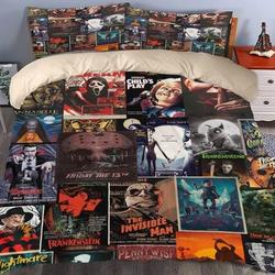 Horror Movie Character Bedding Set, Horror Movie Poster Bedding, Horror Pillowcase, Halloween Bedding, Gifts For Her, Gifts For Him