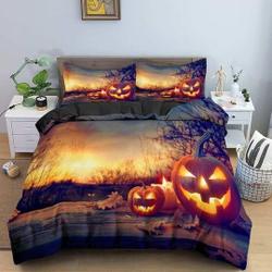 Autumn pumpkin halloween bedding & pillowcase, gothic duvet cover, dorm bedding, halloween goth decor toddler bedding, halloween gift
