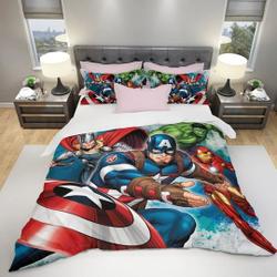 Avengers Characters Captain Hulk Blue Green Red   Bedding Set Gift For Your Girlfriend Boyfriend Gift For Love Gift For Friend Best Valentine Present Holiday Gift