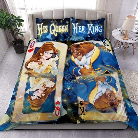 Beauty & The Beast| His Queen - King Bedding Set Gift For Your Girlfriend Boyfriend Gift For Love Gift For Friend Best Valentine Present Holiday Gift