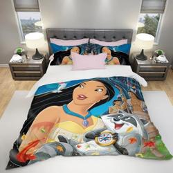 Pocahontas & Friends Disney Brown Black Blue Bedding Set Gift For Your Girlfriend Boyfriend Gift For Love Gift For Friend Best Valentine Present Holiday Gift