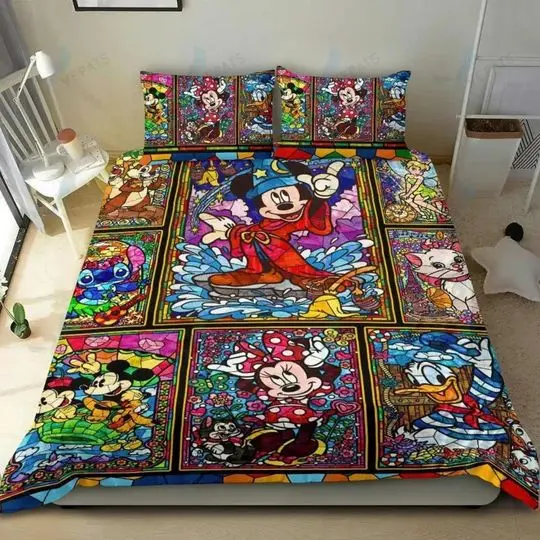 Cute Mickey Fantasia Red Black Colorful Nature Bedding Set Gift For Your Girlfriend Boyfriend Gift For Love Gift For Friend Best Valentine Present Holiday Gift