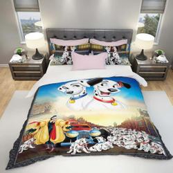 Perdita Pongo 101 Dalmatians Dogs White Blue Yellow Bedding Set Gift For Your Girlfriend Boyfriend Gift For Love Gift For Friend Best Valentine Present Holiday Gift