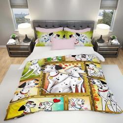 101 Dalmatians Dogs White Green Yellow Collage Bedding Set Gift For Your Girlfriend Boyfriend Gift For Love Gift For Friend Best Valentine Present Holiday Gift