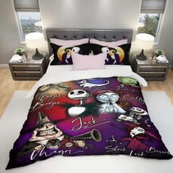 Jack Skellington Sally & Friends Purple Red Bedding Set Gift For Your Girlfriend Boyfriend Gift For Love Gift For Friend Best Valentine Present Holiday Gift