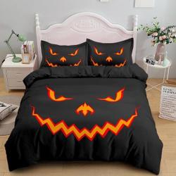 Scary pumpkin face halloween bedding & pillowcase, gothic duvet cover, dorm bedding, goth decor toddler bedding, halloween gift