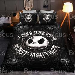 I Could Be Your Worst Nightmare Jack Skellington Bedding Set, Jack Skellington Halloween Bedding, Gifts For Him, Gifts For Her