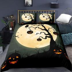 Halloween Bedding Pumpkin Duvet Cover Set Halloween Pumpkin Ghost Festival Themed Bedding Set Full Size 1 Duvet Cover 2 Pillowcases