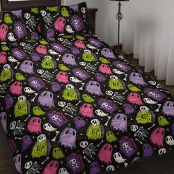 Halloween Quilted Blanket Bed Set, Halloween Quilt, Halloween Bedding, Spooky Quilted Bed Set, Halloween Bedding, Pastel Goth Bed Set Gift