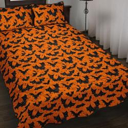 Batty Bats Quilted Blanket Set, Halloween Quilt, Halloween Bedding, Spooky Quilted Bed Set, Gothic Bedding, Bat Quilted Bedding