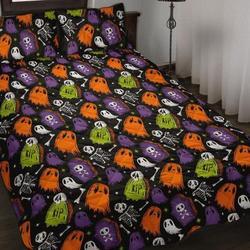 Halloween Quilted Blanket Bed Set, Halloween Quilt, Halloween Bedding, Spooky Quilted Bed Set, Halloween Bedding, Halloween Bedroom