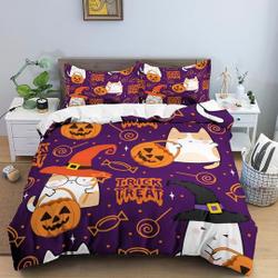 Trick or Treat purple halloween Bedding Set Gift For Your Girlfriend Boyfriend Gift For Love Gift For Friend Best Valentine Present Holiday Gift