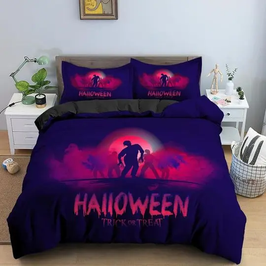 Neon pink halloween Bedding Set Gift For Your Girlfriend Boyfriend Gift For Love Gift For Friend Best Valentine Present Holiday Gift