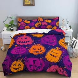 Pumpkin purple halloween Bedding Set Gift For Your Girlfriend Boyfriend Gift For Love Gift For Friend Best Valentine Present Holiday Gift