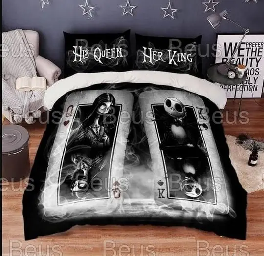 Jack Skellington And Sally Of Heart King Queen Bedding Set Gift For Your Girlfriend Boyfriend Gift For Love Gift For Friend Best Valentine Present Holiday Gift