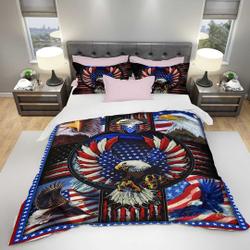 American Eagle American Flag Red  Bedding Set Gift For Your Girlfriend Boyfriend Gift For Love Gift For Friend Best Valentine Present Holiday Gift