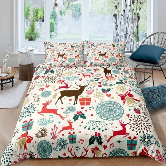 Vintage Christmas mid century modern Bedding Set Gift For Your Girlfriend Boyfriend Gift For Love Gift For Friend Best Valentine Present Holiday Gift