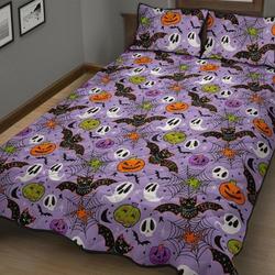 Halloween Quilted Bed Set, Halloween Quilt, Halloween BeddingGift For Your Girlfriend Boyfriend Gift For Love Gift For Friend Best Valentine Present Holiday Gift