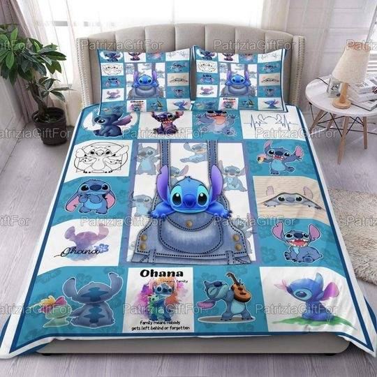 Stitch Bedding Set And Two Pillowcase, Funny Stitch Bedding, Cute Stitch, Gifts For Him, Decor Home, Gift For Stitch Lovers PHT082107A47