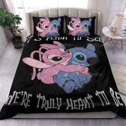 Stitch Love Angel Quilt Bed Set, Stitch Quilt Set, Cute Stitch Quilt, Stitch And Angel Gift, Couple Gift, Gifts For Her LNG202112A52
