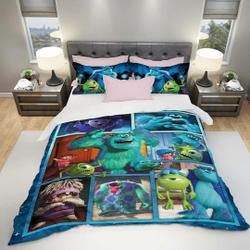 Monsters Characters Green   Disney Graphic Cartoon  Bedding Set Gift For Your Girlfriend Boyfriend Gift For Love Gift For Friend Best Valentine Present Holiday Gift