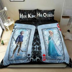 Elsa and Jack Disney Graphic Cartoon Bedding Set Gift For Your Girlfriend Boyfriend Gift For Love Gift For Friend Best Valentine Present Holiday Gift