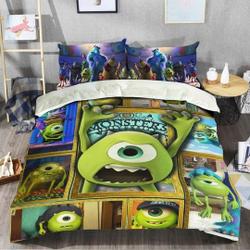Cute Monster Mike Wazowski Disney Graphic Cartoon  Bedding Set Gift For Your Girlfriend Boyfriend Gift For Love Gift For Friend Best Valentine Present Holiday Gift