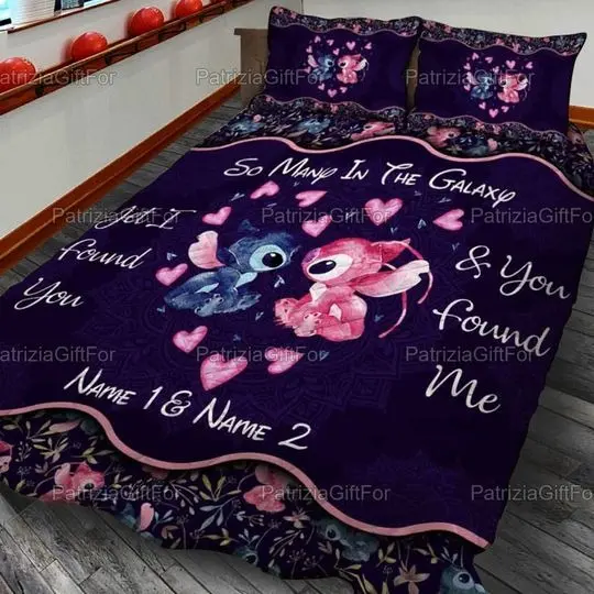 Stitch Love Angel Bedding Set Gift For Your Girlfriend Boyfriend Gift For Love Gift For Friend Best Valentine Present Holiday Gift
