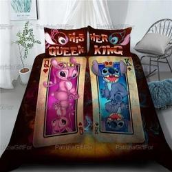 Stitch And Angel Bedding Set Gift For Your Girlfriend Boyfriend Gift For Love Gift For Friend Best Valentine Present Holiday Gift