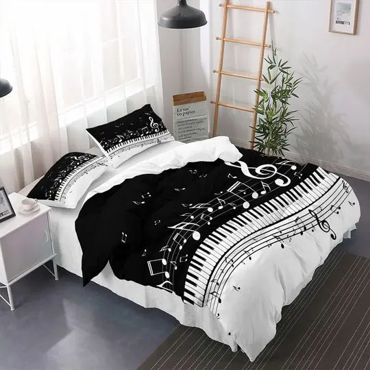 Piano Pattern Bedding Set Gift For Your Girlfriend Boyfriend Gift For Love Gift For Friend Best Valentine Present Holiday Gift