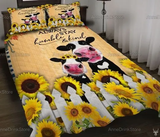 Cow Sunflower Bedding Set Gift For Your Girlfriend Boyfriend Gift For Love Gift For Friend Best Valentine Present Holiday Gift