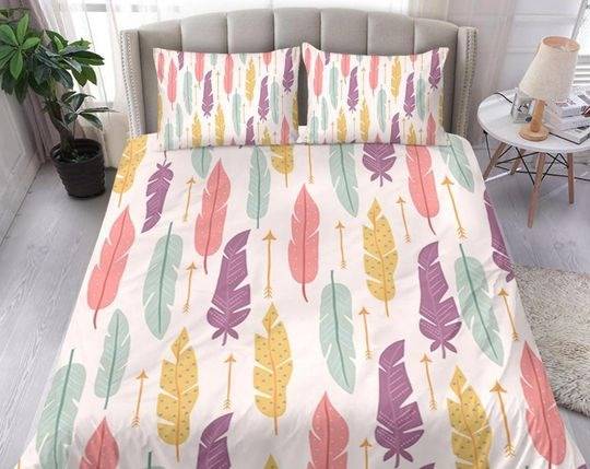 Boho Feathers Bedding Set Gift For Your Girlfriend Boyfriend Gift For Love Gift For Friend Best Valentine Present Holiday Gift