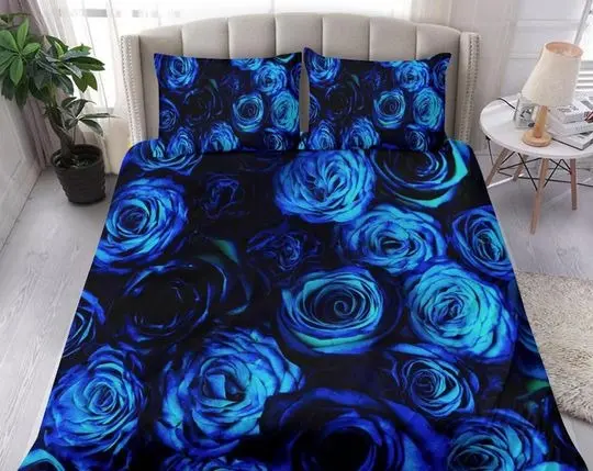 Blue Roses Bedding Set Gift For Your Girlfriend Boyfriend Gift For Love Gift For Friend Best Valentine Present Holiday Gift