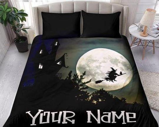 Witch Custom Name Duvet Cover and pillow Covers - Halloween Bedding Set Gift For Your Girlfriend Boyfriend Gift For Love Gift For Friend Best Valentine Present Holiday Gift