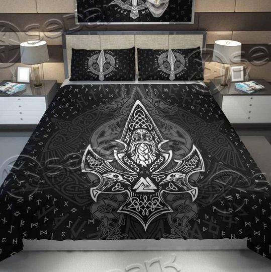 Viking Odin Raven Bed Set, Soft Comfortable BeddingGift For Your Girlfriend Boyfriend Gift For Love Gift For Friend Best Valentine Present Holiday Gift