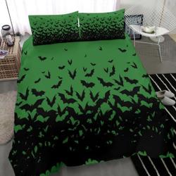Gothic Bedding Set - Swarming Bats Green Goth BeddingGift For Your Girlfriend Boyfriend Gift For Love Gift For Friend Best Valentine Present Holiday Gift