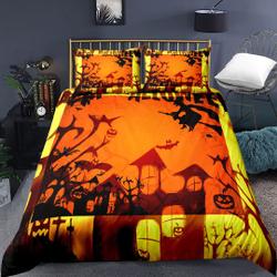Halloween Bedding Pumpkin  Halloween Pumpkin Ghost Festival Themed Bedding Set KingGift For Your Girlfriend Boyfriend Gift For Love Gift For Friend Best Valentine Present Holiday Gift