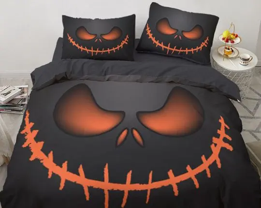 Halloween Pumpkin Ghost Festival Themed Bedding Set KingGift For Your Girlfriend Boyfriend Gift For Love Gift For Friend Best Valentine Present Holiday Gift