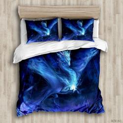 3D Bedding Set Blue Dragon Light Home Textiles Bedclothes Comforter CoverGift For Your Girlfriend Boyfriend Gift For Love Gift For Friend Best Valentine Present Holiday Gift